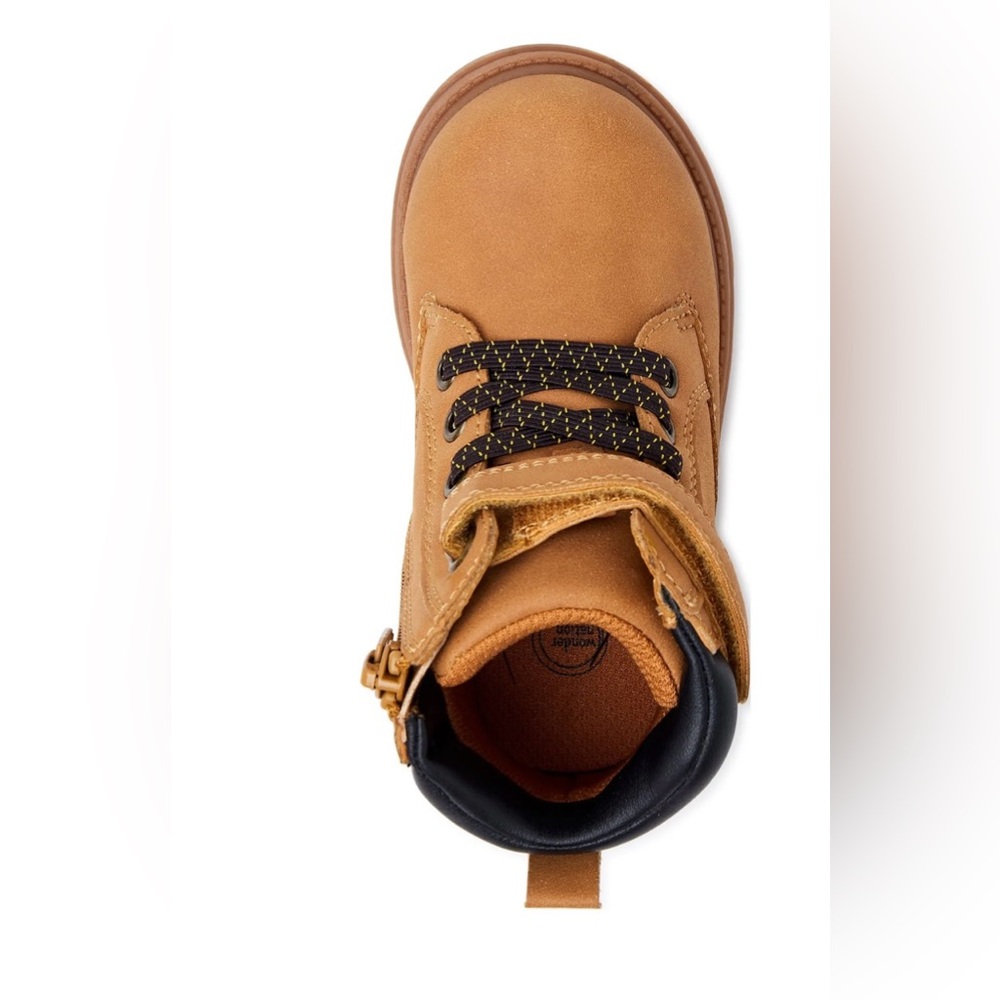 NWT Wonder Nation Tucker Toddler Boys Wheat Hiking Boots Size 8 Memory Foam - Picture 3 of 11